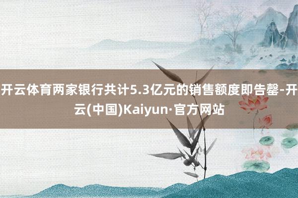 开云体育两家银行共计5.3亿元的销售额度即告罄-开云(中国)Kaiyun·官方网站