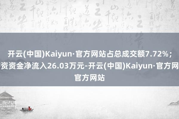 开云(中国)Kaiyun·官方网站占总成交额7.72%；游资资金净流入26.03万元-开云(中国)Kaiyun·官方网站