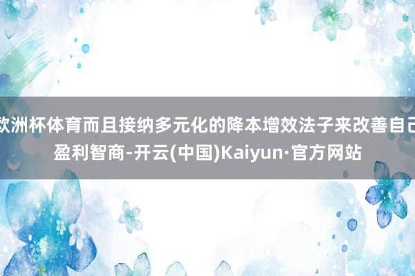 欧洲杯体育而且接纳多元化的降本增效法子来改善自己盈利智商-开云(中国)Kaiyun·官方网站