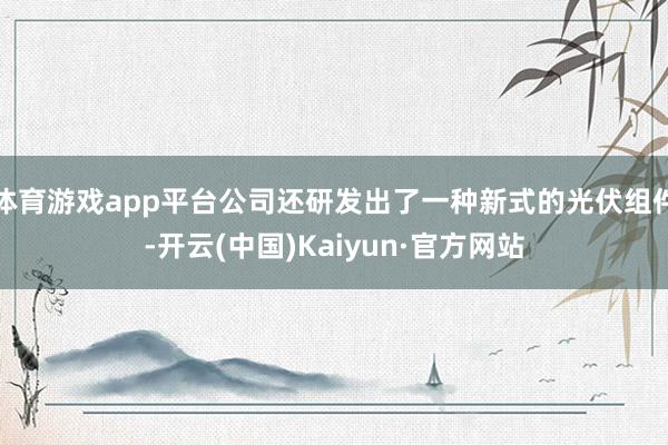 体育游戏app平台公司还研发出了一种新式的光伏组件-开云(中国)Kaiyun·官方网站